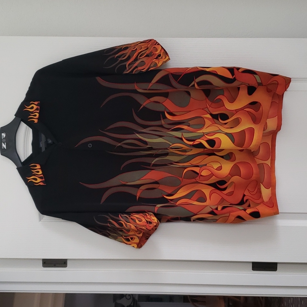 Flaming button down shirt 2X